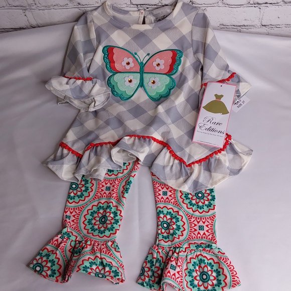 'RARE EDITIONS' TOP & PANTS BUTTERFLY SET